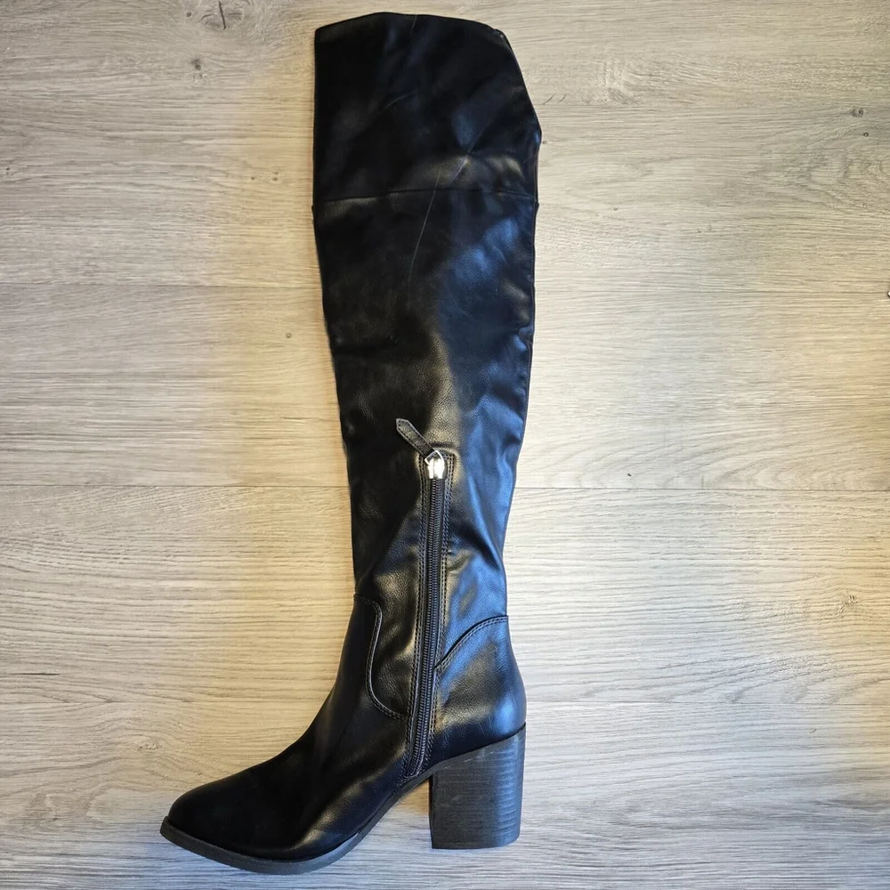 BP Luke Black Faux Leather Over-the-Knee Boots Size 6 NWOB Y2K Whimsigoth Retro